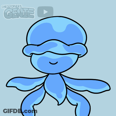 Cartoon Blue Jellyfish With Name Christopher's Genie GIF