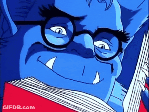 Cartoon Blue Monster Wearing Glasses GIF