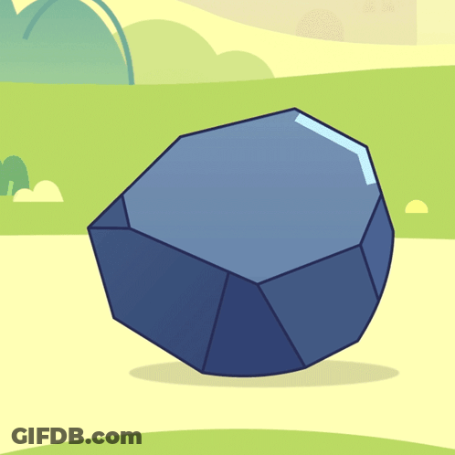 Cartoon Blue Rock In Grassy Area GIF
