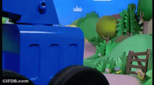 Cartoon Blue Truck And Fence GIF