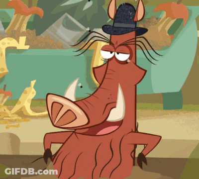 Cartoon Boar Wearing Black Hat GIF