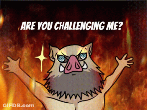 Cartoon Boar With Are You Challenging Me GIF