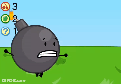 Cartoon Bomb With Face And Arms GIF