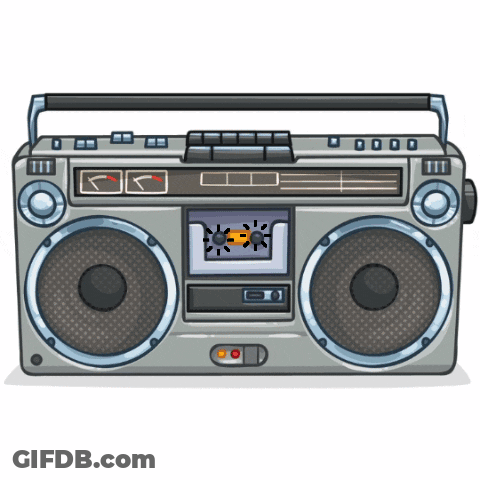 Cartoon Boombox With Cassette Player GIF