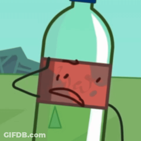 Cartoon Bottle With Sad Face And Triangle GIF