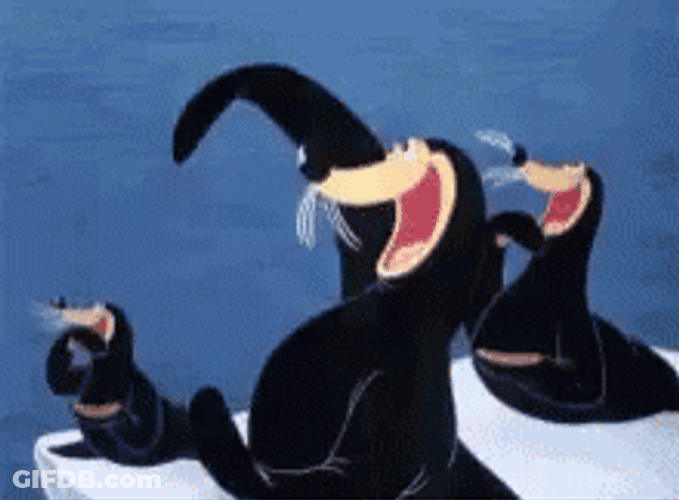 Cartoon Bouncing Seals Group GIF