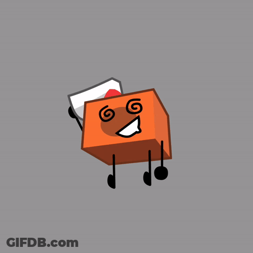 Cartoon Box With Swirl Face And Arms GIF