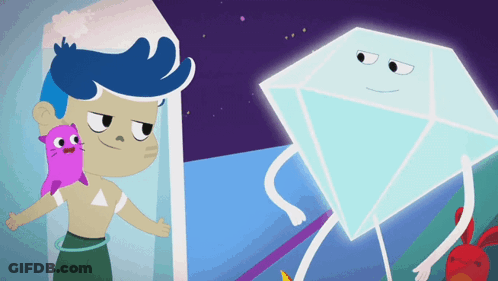 Cartoon Boy And Diamond With Arms And Legs GIF