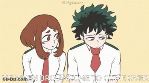 Cartoon Boy And Girl Me When Bro Asks Me To Come Over GIF