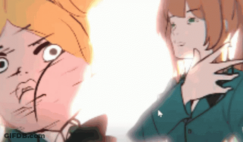 Cartoon Boy And Girl With Left Arrow GIF