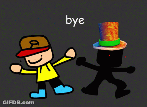 Cartoon Boy And Top Hat Bye GIF