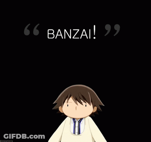 Cartoon Boy Arms In Air Banzai GIF