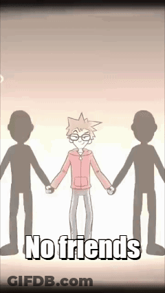 Cartoon Boy Between Two Shadows Saying No Friends GIF