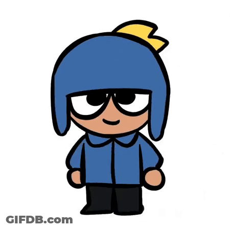 Cartoon Boy Blue Jacket Blue Hat Yellow Crown GIF
