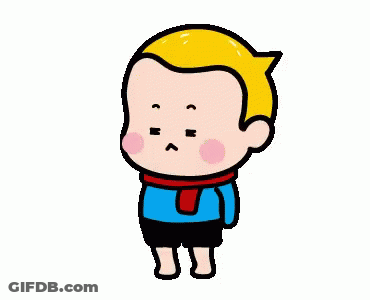 Cartoon Boy Blue Shirt Red Scarf From Behind GIF