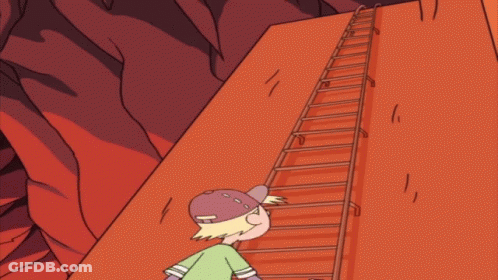 Cartoon Boy Climbing Ladder GIF