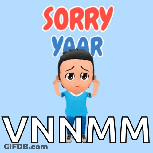 Cartoon Boy Covering Ears In Front Of Sorry Yaar Sign GIF