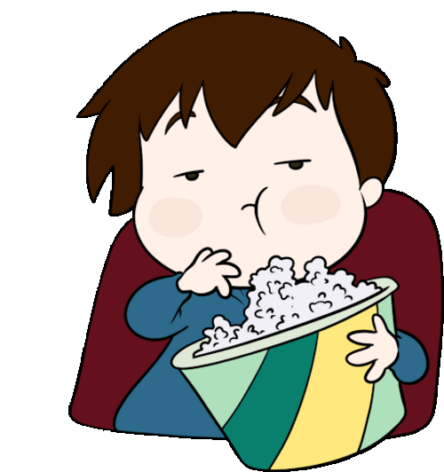 Cartoon Boy Eating Popcorn GIF