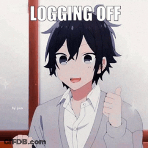 Cartoon Boy Giving Thumbs Up Saying Logging Off GIF