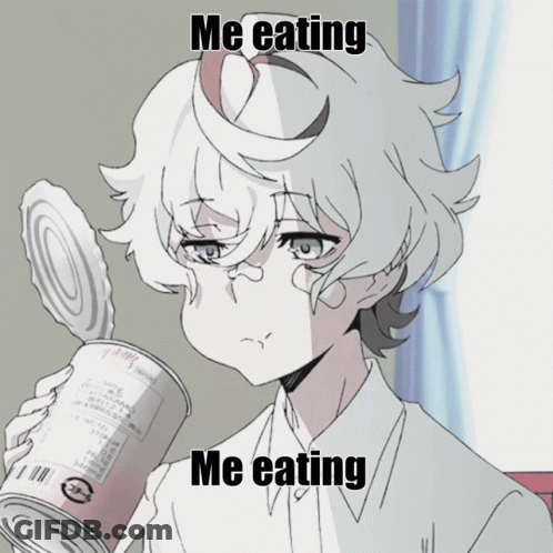 Cartoon Boy Holding Can Saying Me Eating GIF