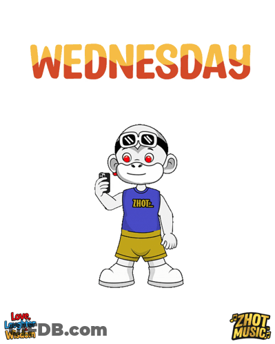 Cartoon Boy Holding Cell Phone Saying Wednesday GIF