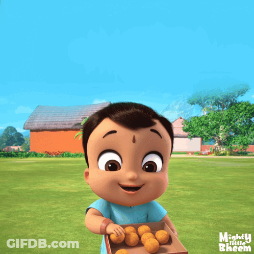 Cartoon Boy Holding Food Box Happy Children's Day GIF