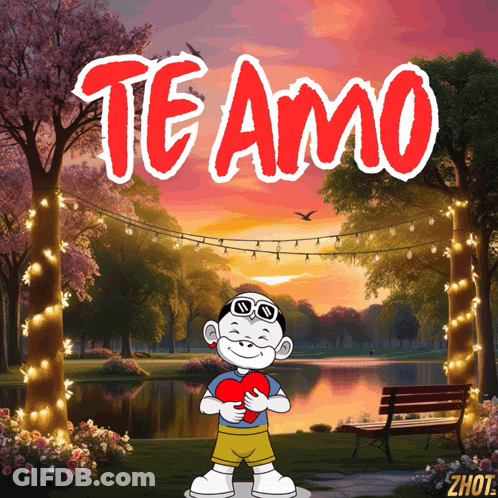 Cartoon Boy Holding Heart Te Amo GIF