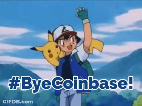 Cartoon Boy Holding Pikachu With Byecoinbase GIF