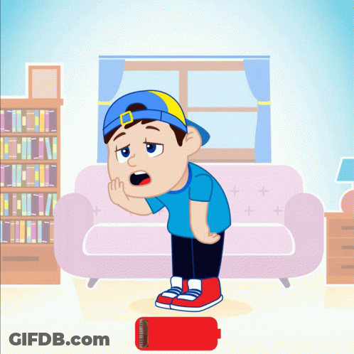 Cartoon Boy In Blue Hat And Red Shoes GIF