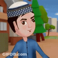 Cartoon Boy In Blue Shirt And Hat GIF