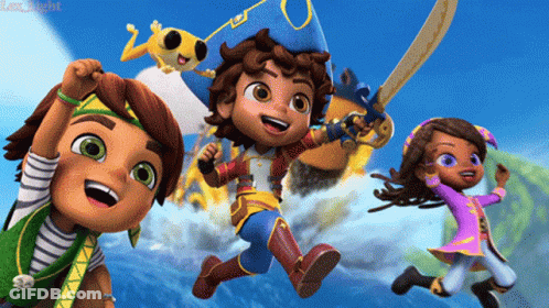 Cartoon Boy In Pirate Outfit GIF