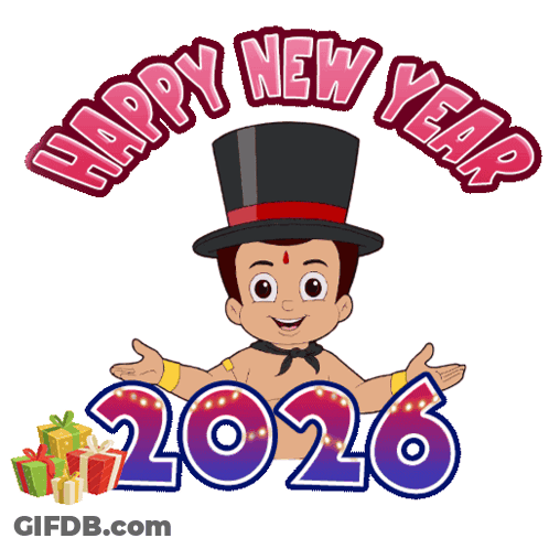 Cartoon Boy In Top Hat Happy New Year 2026 GIF