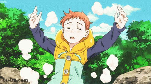 Cartoon Boy In Yellow Jacket With X Buttons GIF