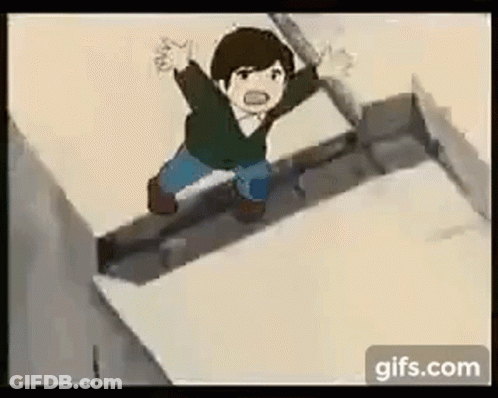 Cartoon Boy Jumping Off Roof GIF