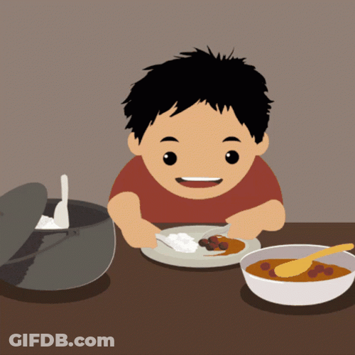 Cartoon Boy Munching On Curry GIF