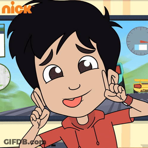Cartoon Boy Peace Sign In Front Of Nick Sign GIF