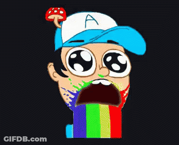Cartoon Boy Puking Rainbow GIF