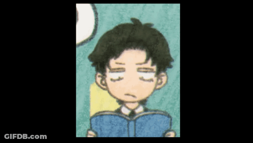 Cartoon Boy Reading Book With Eyes Closed GIF