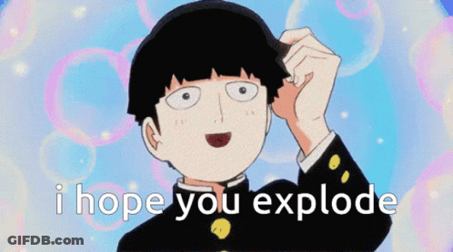 Cartoon Boy Saying I Hope You Explode GIF