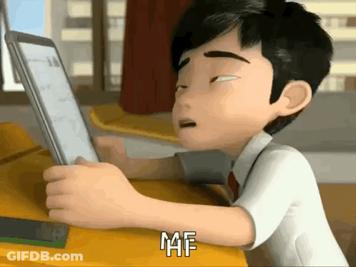 Cartoon Boy Sitting At Desk Saying Maf GIF