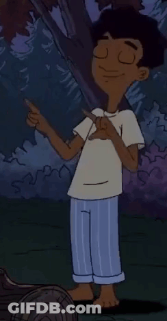 Cartoon Boy Standing In Front Of Tree GIF