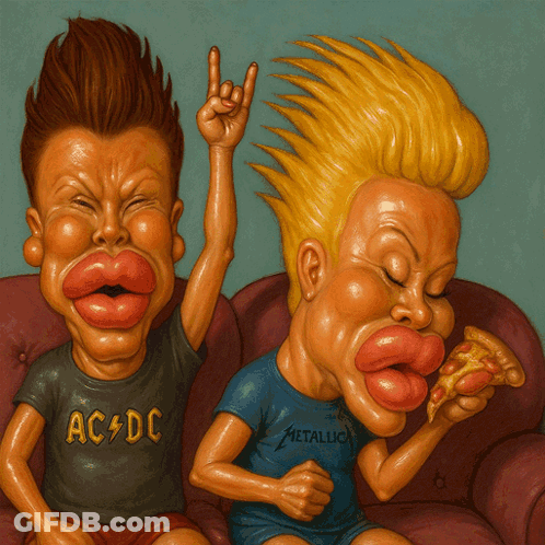 Cartoon Boy Wearing AC DC Shirt GIF