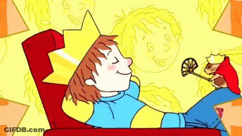 Cartoon Boy Wearing Crown Laying On Couch GIF
