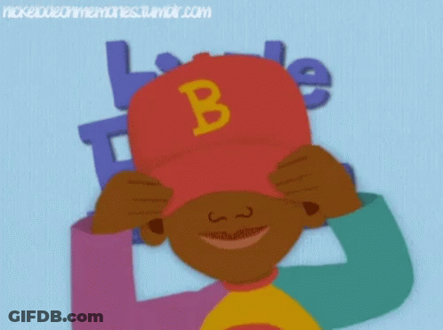 Cartoon Boy Wearing Hat With Letter B GIF