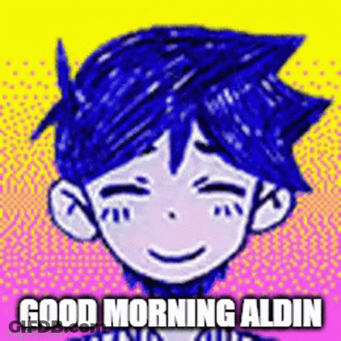 Cartoon Boy With Blue Hair Good Morning Aldin GIF