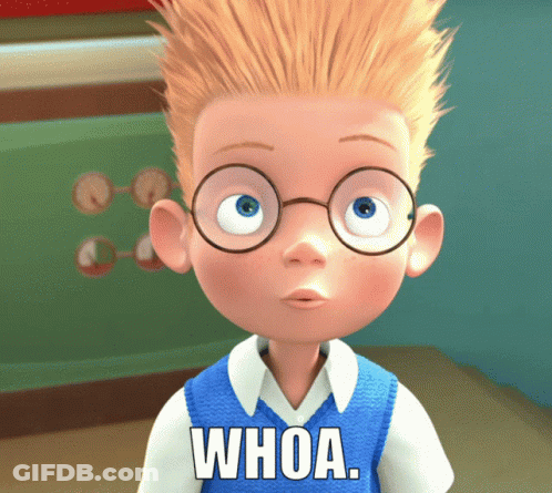 Cartoon Boy With Glasses And Blue Vest Saying Whoa GIF