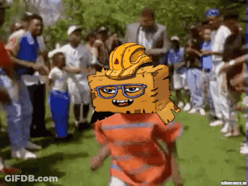 Cartoon Boy With Glasses And Hard Hat Surrounded By People GIF