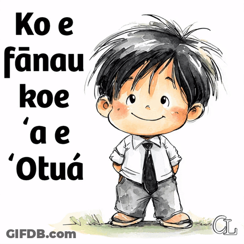 Cartoon Boy With Ko E Fanau Koe 'Ae Otua GIF