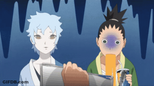 Cartoon Boy With Purple Face Drinking GIF