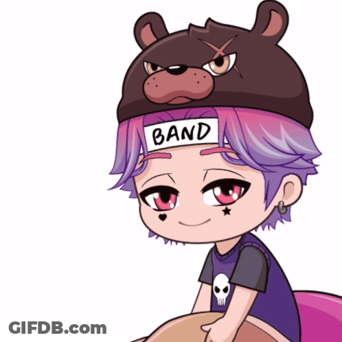 Cartoon Boy With Purple Hair And Headband GIF